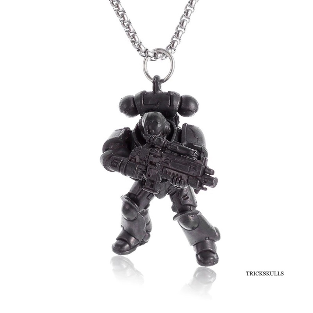 Mech Warrior Machine Gamer Anime Action Gaming Pendant 60cm Round Box Chain New!
